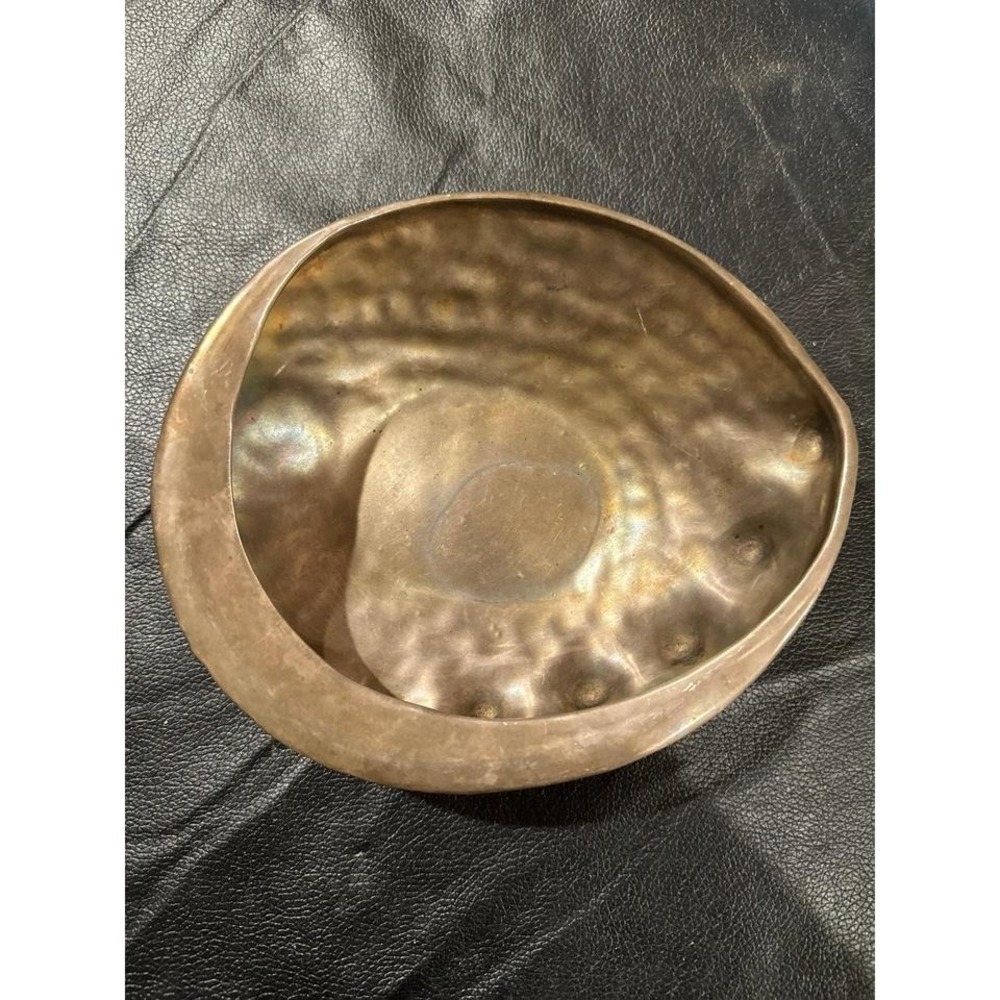 RARE One of a Kind Abalone Shell Bowl 7.5". Copper/Bronze glaze. Made in Maine